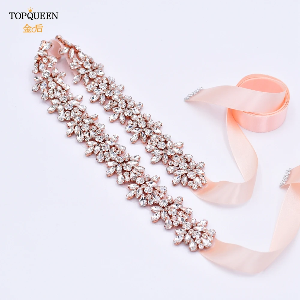 TOPQUEEN S269 RG цвета розового золота с украшением в виде кристаллов Свадебные ремень