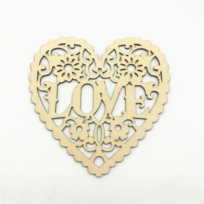 10 шт. 8 см незавершенной Кулоны &quotлюбовь&quot натуральный поделки из дерева ломтик