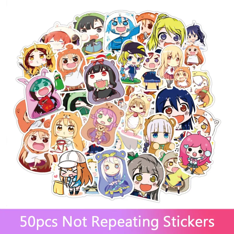 

50pcs Japanese Style Anime Cartoon Personali Glue Himouto! Umaru-chan Princess Kid Paper Message Notebook Stickers toys