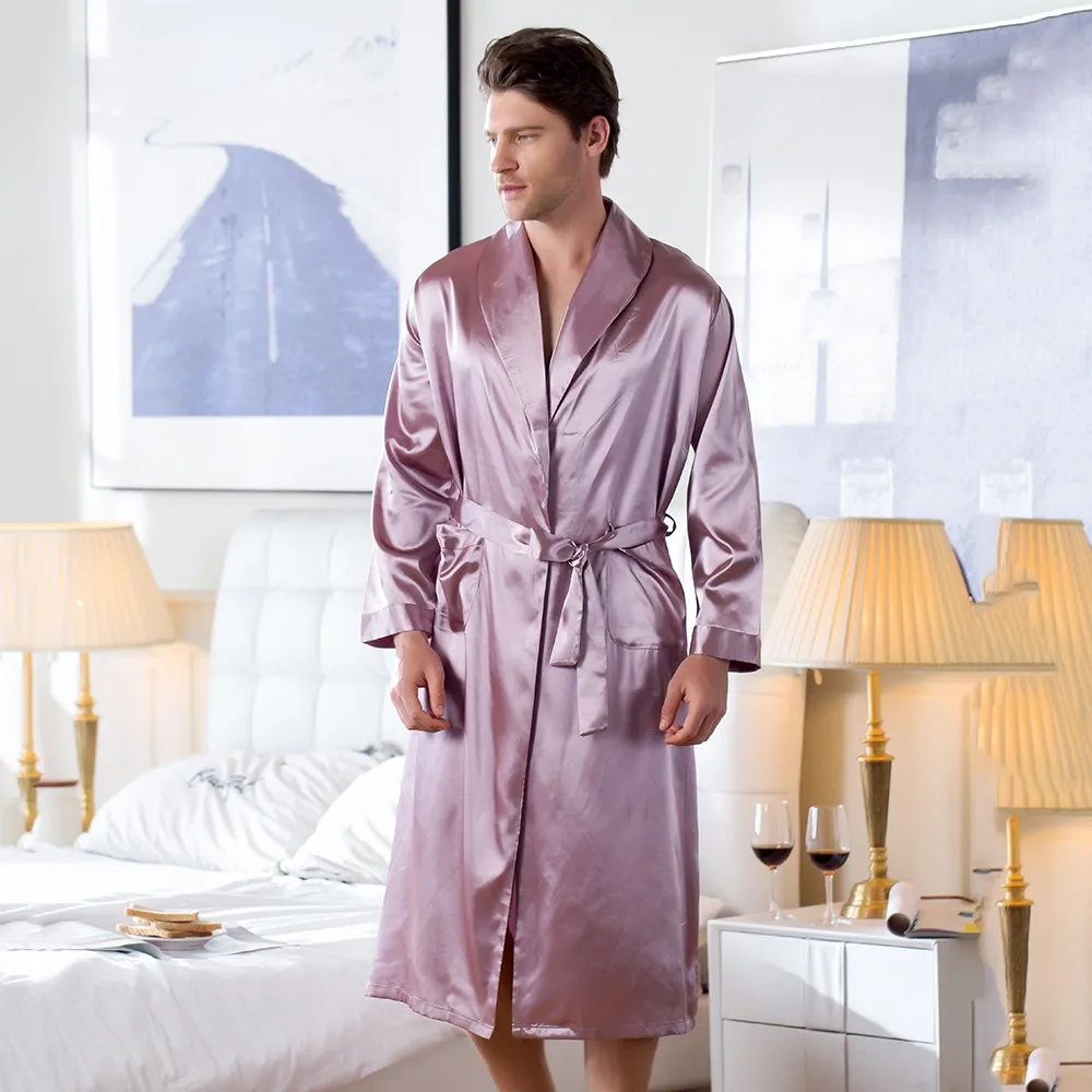

PINK Chinese Men Rayon Nightwear Robe Summer Homewear Casual Sleepwear V-Neck Kimono Yukata Bathrobe Gown Size M L XL XXL XXXL