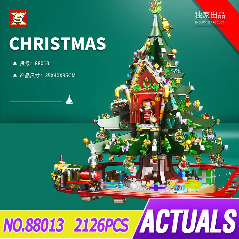 

New 88013 Christmas Tree House Train Assembly Building Blocks Bricks Model Ornaments DIY Children's Puzzle Toys Christmas Gifts