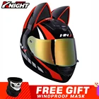 Мотоциклетный шлем HNJ, модульный всесезонный дышащий шлем для мотокросса, с кошачьими ушками