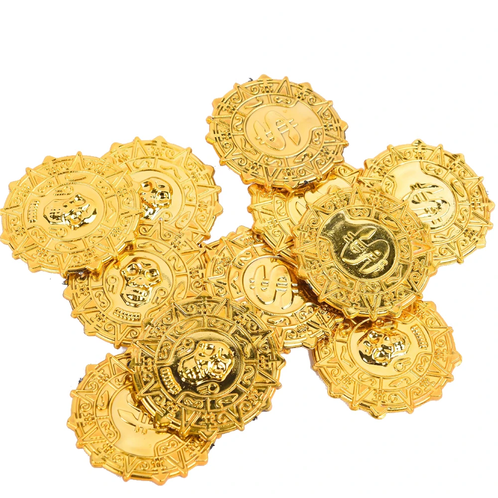 100 шт. Детские Пластиковые пиратские золотые монеты | Игрушки и хобби