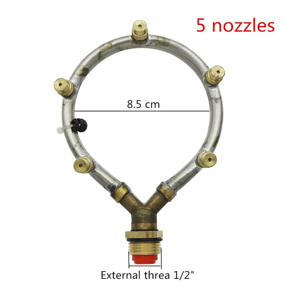 5 Nozzles Регулируемый M14* 1,5 мм кольцо распылительные насадки 1/" мужской резьба разъем фильтра садовый разбрызгиватель для полива опрыскиватель охлаждения спринклера - Цвет: 5 Nozzles