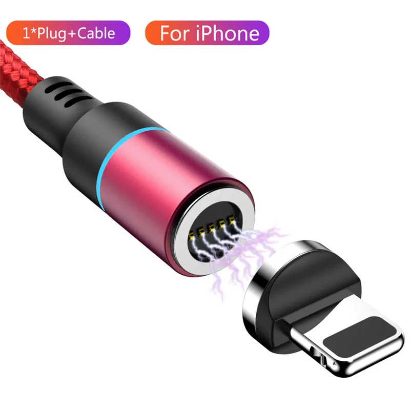 Red iOS Cable 1 м 2 м Магнитный Micro USB кабель для iPhone X XS samsung Android Phone 3A Быстрая зарядка usb type C кабель магнитное зарядное устройство провод шнур - Цвет: Red iOS Cable