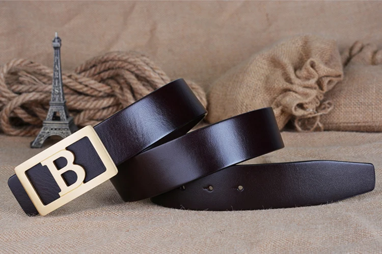 

2021 ciartuar design belt men for belt high quality genuine leather cowskin trousers B buckle gold brass buckle free shipping