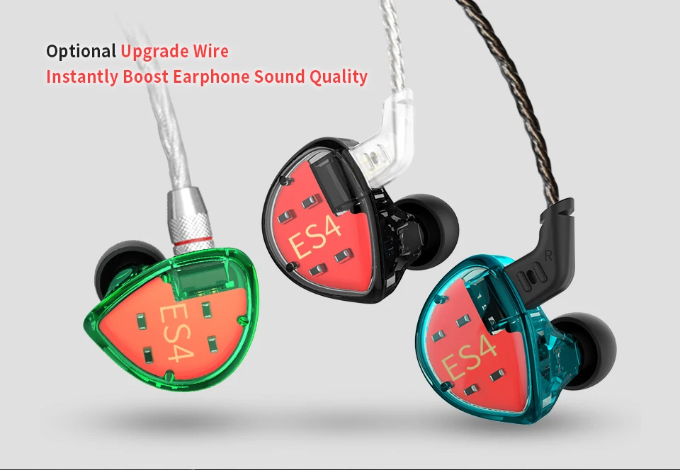 KZ ES4 1BA+ 1DD гибридные наушники-вкладыши Hifi Динамический драйвер шумоподавление Гарнитура замена кабеля AS10 ZSX ZST ES3 ZSN