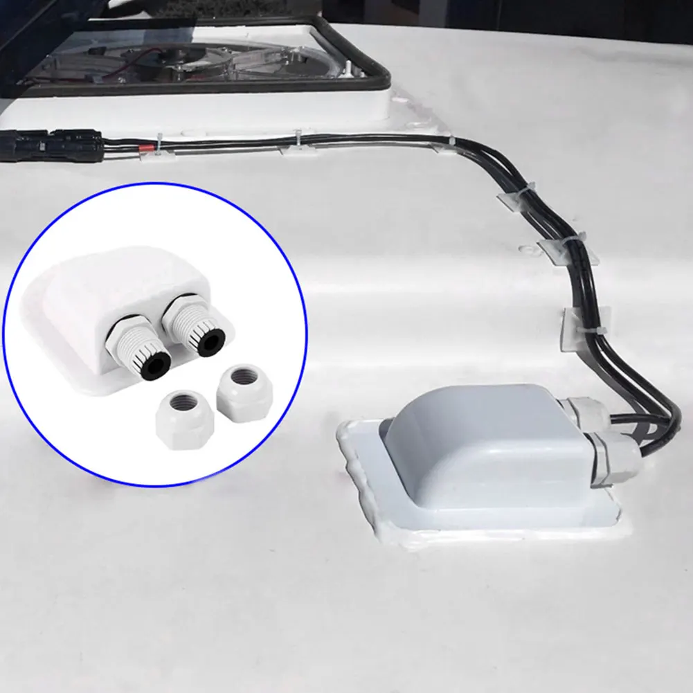 

ABS Roof Grommet Caravan and Marine Roof Mount Cable Entry Glands Solar Cable Entry Plate Double Hole For Rv Campervan Boat