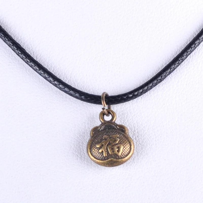 10*13 мм винтажная античная бронза Китай фу удача сумка кулон ожерелье женщин чокер