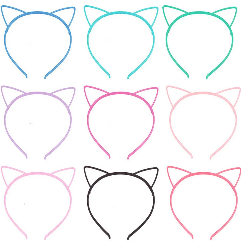 Модные милые повязки на голову с кошачьими ушками 10 шт./лот Женская повязка