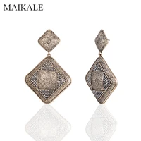 maikale retro big square zinc alloy dangle occident earrings classic hanging rhinestone drop earring for women jewelry gifts