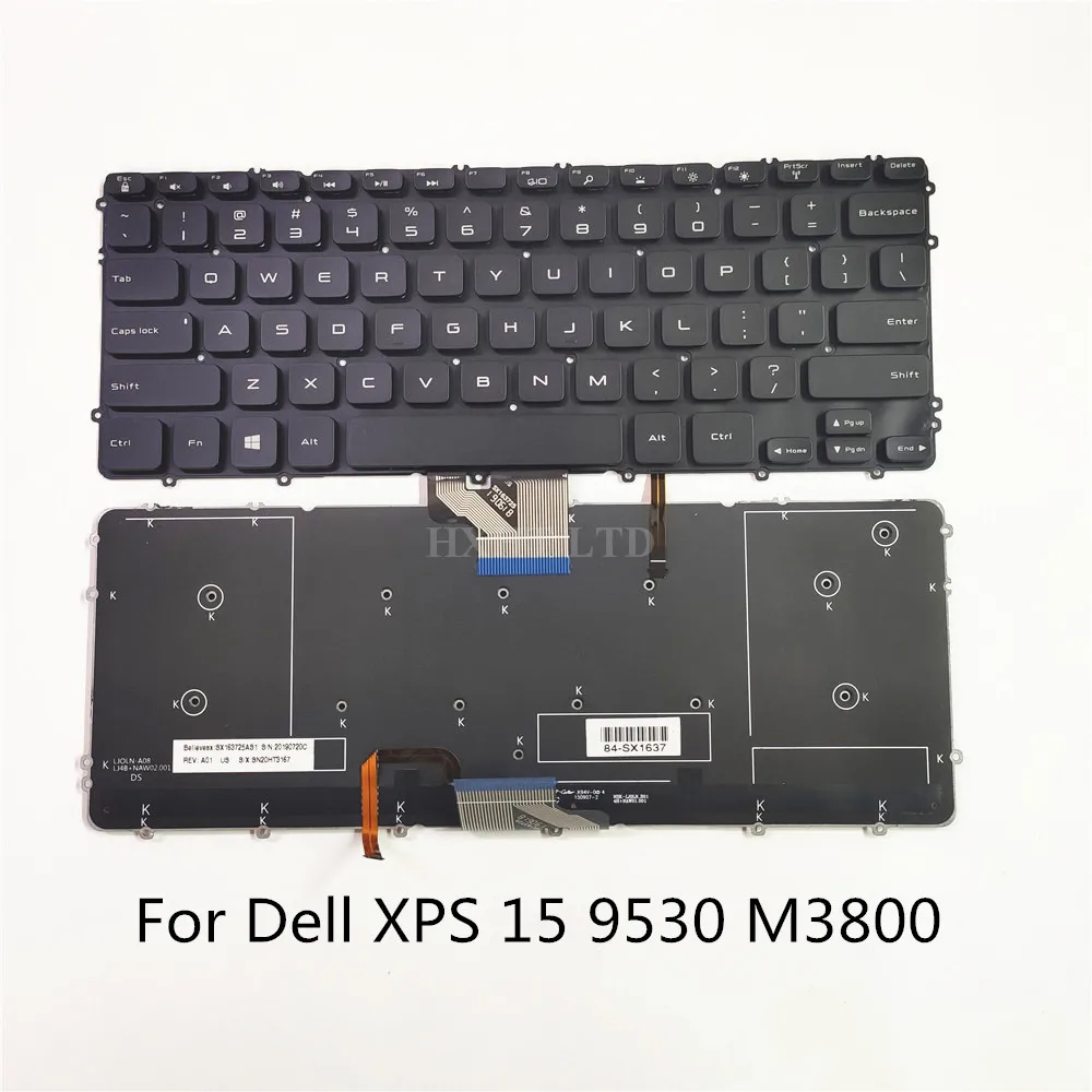 Новая Оригинальная клавиатура для ноутбука Dell XPS 15 9530 M3800 Версия США с подсветкой полностью протестирована