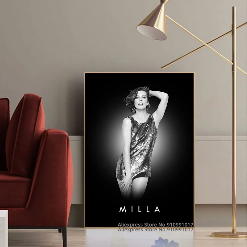 Плакат с изображением женщины звезд фильма Милла Йовович напечатанная на холсте