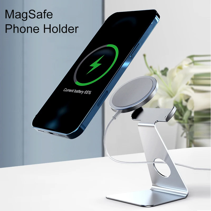 

MagSafe Charger Holder Station Aluminum Alloy Mobile Phone Bracket For iPhone 13 12 Pro Max/ 12 Mini Desk Wireless Charger Mount
