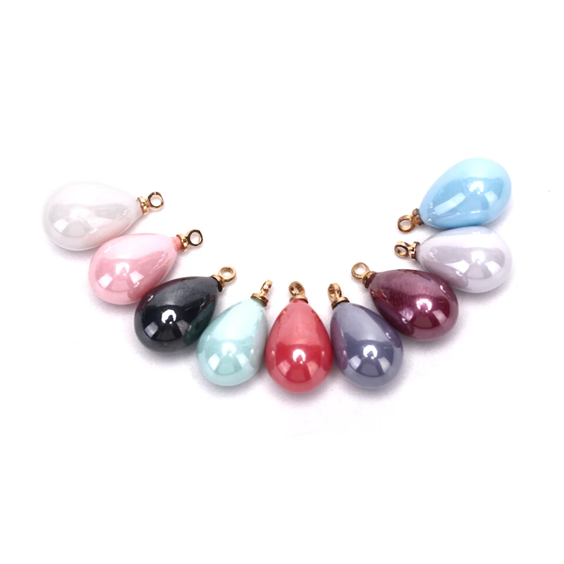 Модные эмалевые Подвески с жемчугом в форме капли воды 10 шт./компл. для