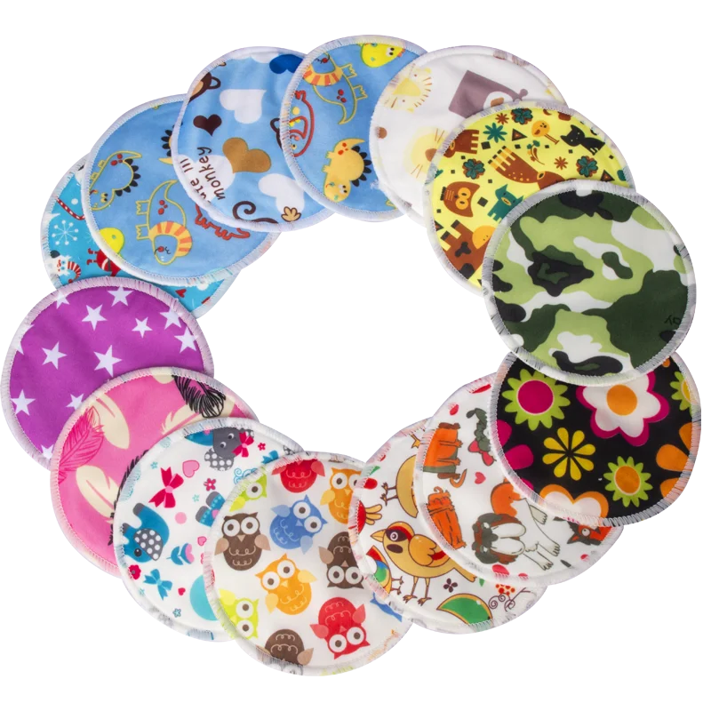 

10 Pcs Nursing Pads Reusable Printed Breast Pads for Maternity 12cm Bamboo Cellulose Anti-overflow Breastfeeding Nipple Pad