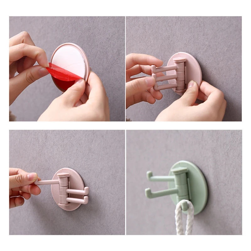 Настенный поворотный стойка для полотенец с 3 крючками кухни ванной комнаты без