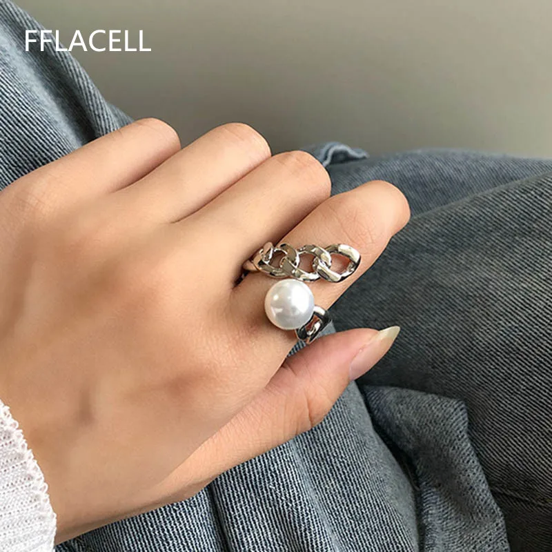 FFLACELL золотистые и серебристые кольца на крупной цепочке звено витые