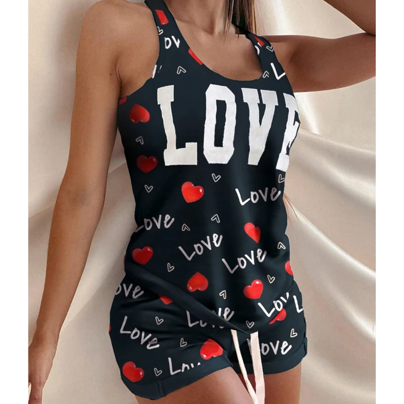 

2 Pcs Set Vest And Shorts Suit New Women'S Deep U-Neck Casual 2 Piece Set Hot Summer Womens Clothing 4 Color 2021 New