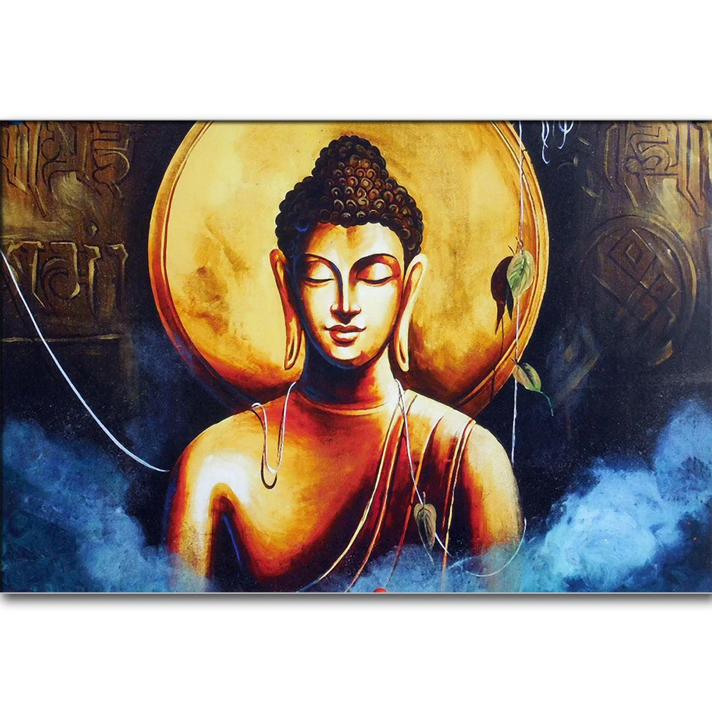 5D Сделай Сам Алмазная Картины статуя Будды с Золотые листья бамбука перекресная