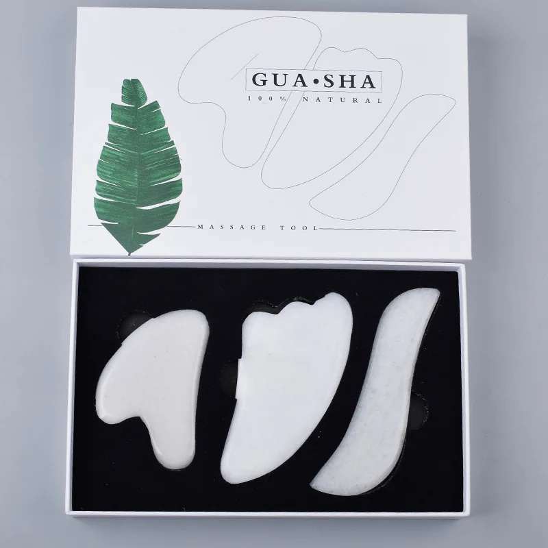 Инструменты для массажа лица Jade Gua sha скребок кузова с натуральным белым нефритом