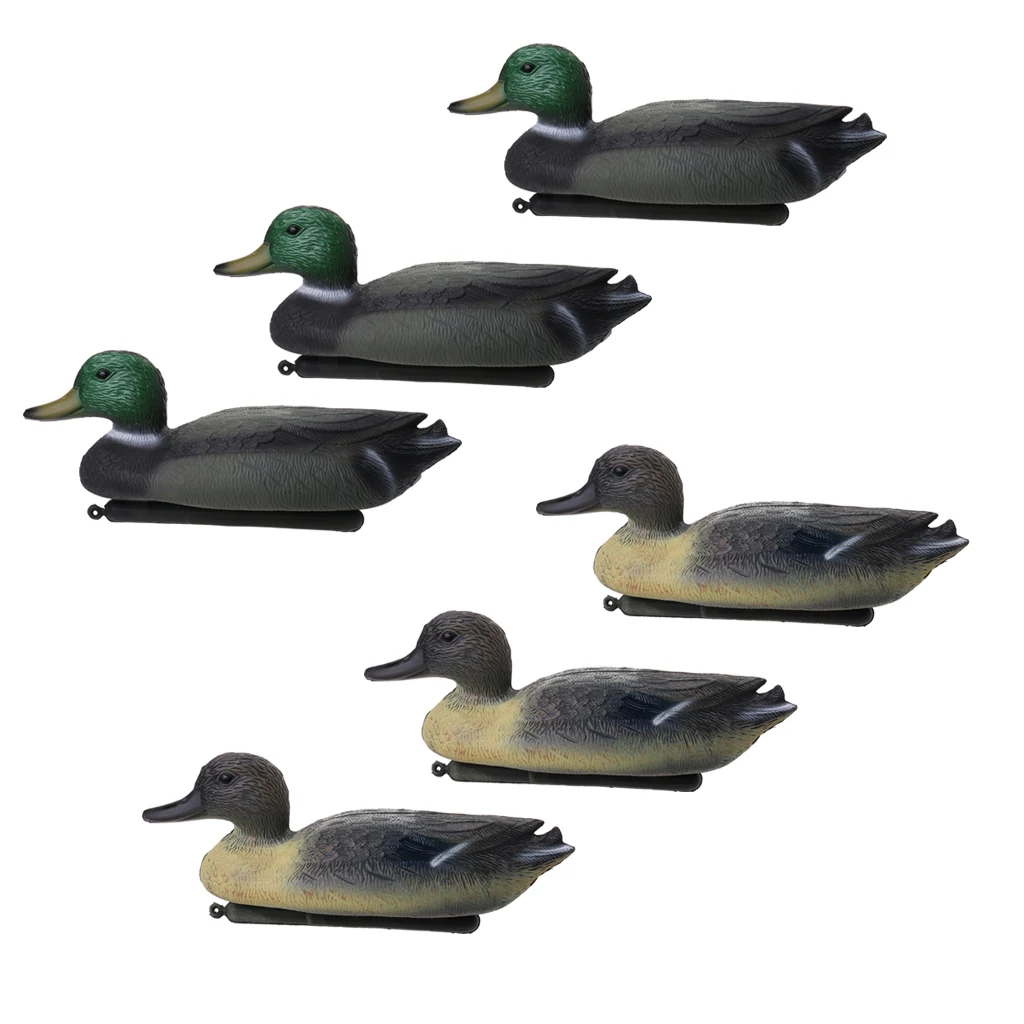 

6 Pieces Duck Floating Decoy, 3D Duck Decoys Drake Mallard Male Ducks Garden Yard Scarer Decor, Hunting Photography Accessories