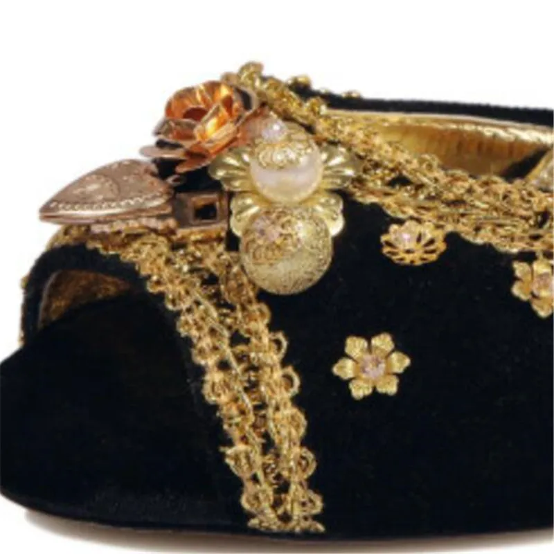 

New hot sale rhinestone ethnic style ladies sandals catwalk women's shoes high-quality special-shaped heel 10CM high heels 34-43