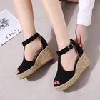 Сандалии-гладиаторы женские на платформе, босоножки на высоком каблуке, ремешок, открытый носок, большой размер 43, летняя обувь