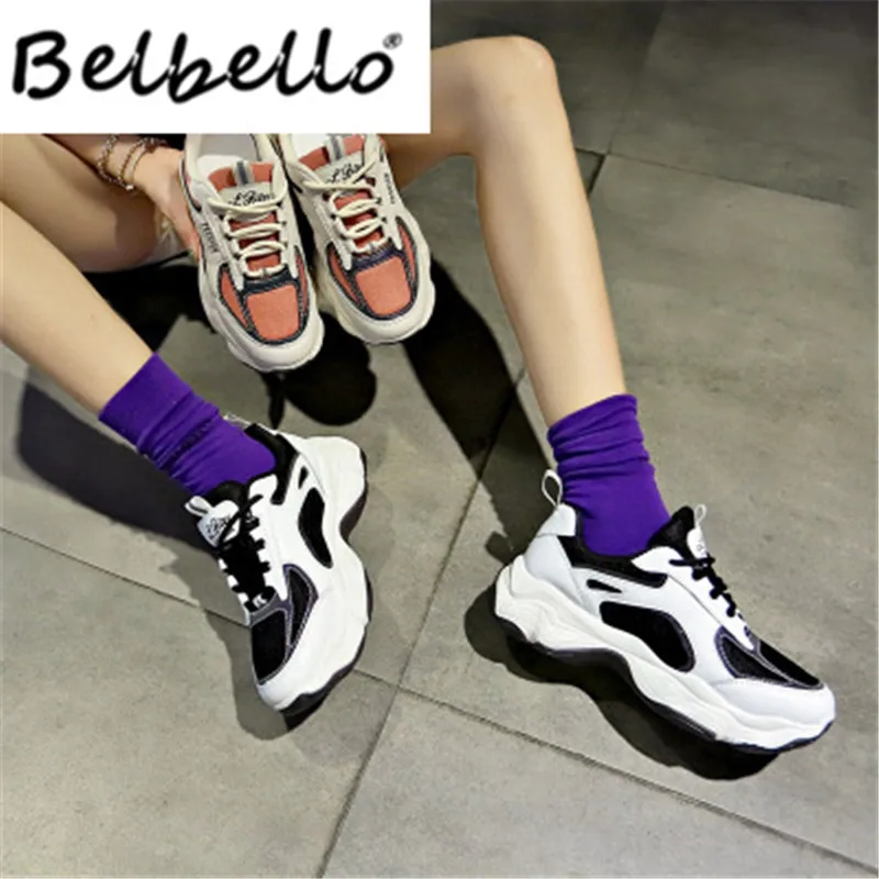 

Belbello Reflective sneakers women's new daddy's shoes in autumn 2019 women's version ulzzang Harajuku casual shoes KS-621