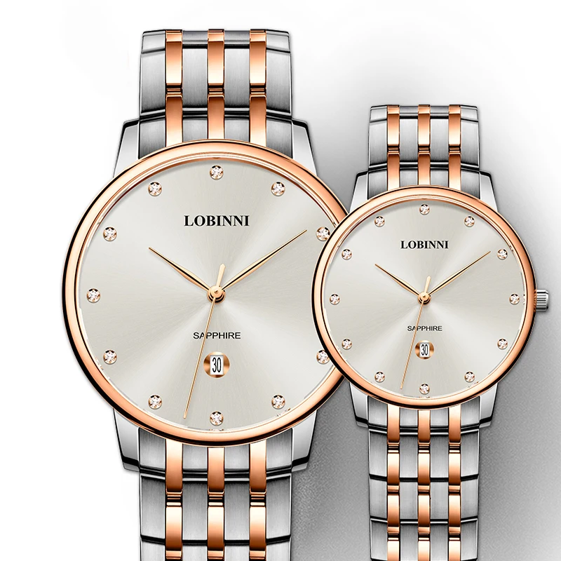 

LOBINNI Top Brand Man Woman Gift Watch Lovers Waterproof Watches Couples Sapphire Japan Quartz Movement Stainless Wristwatch