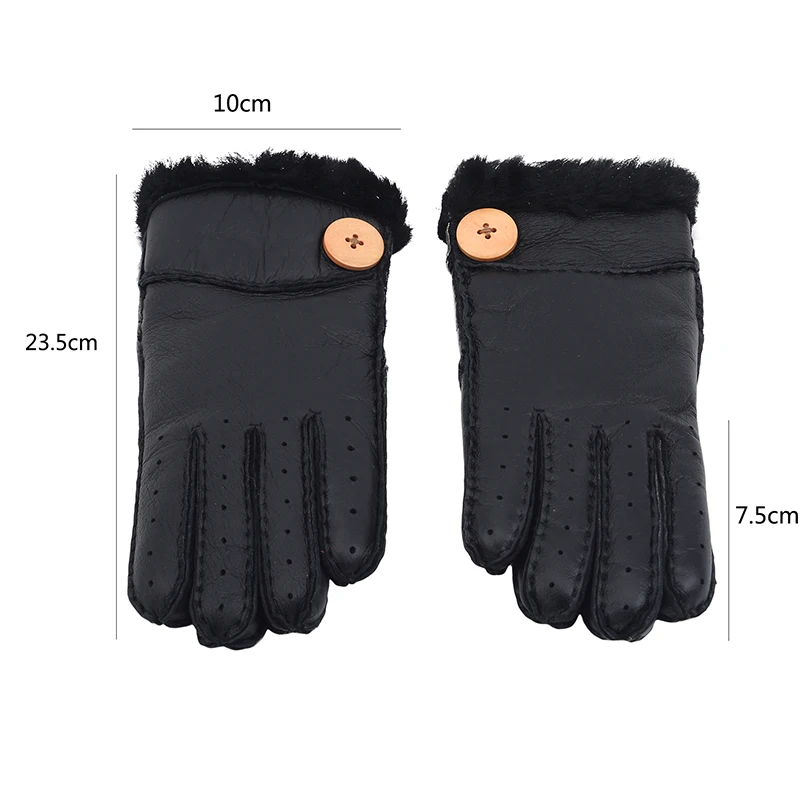 

Fur Button Gloves Winter Thick Gloves Women Fur Mitten Ladies Warm Outdoor PU Leather Gloves Girls Windproof Gloves