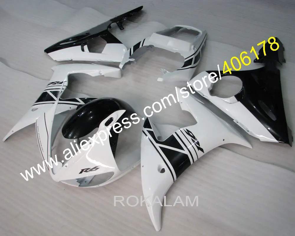 

Fairings For Yamaha YZF-R6 2005 YZF R6 05 YZF600 YZFR6 Black White After Market Fairings (Injection Molding)
