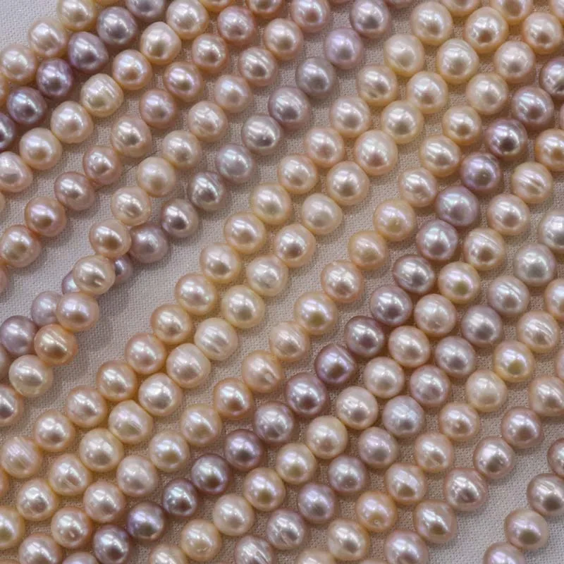 

Real Freshwater Wholesale White Pearl 8 Strands per Lot 9 mm Near Round Gold White Black Multi Color Beads for DIY Necklace
