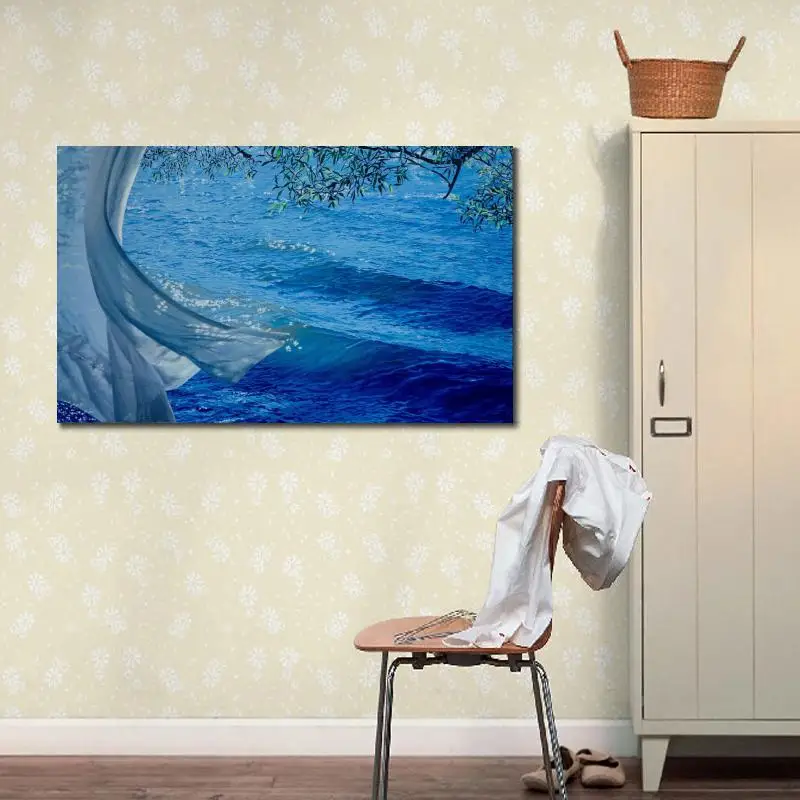 Koop Hedendaagse Kunst Olieverfschilderijen Gentle Wave Zeegezichten Schilderen Kunstwerk Voor Woonkamer Handgeschilderde Mooie Interieur Muur Decor