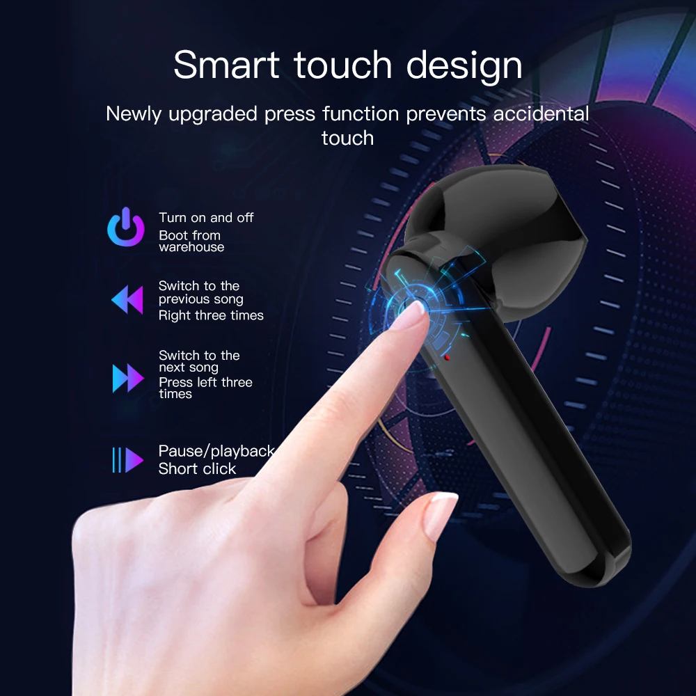 Hi Fi наушники вкладыши TWS Bluetooth Беспроводной сенсорный Управление светодиодный