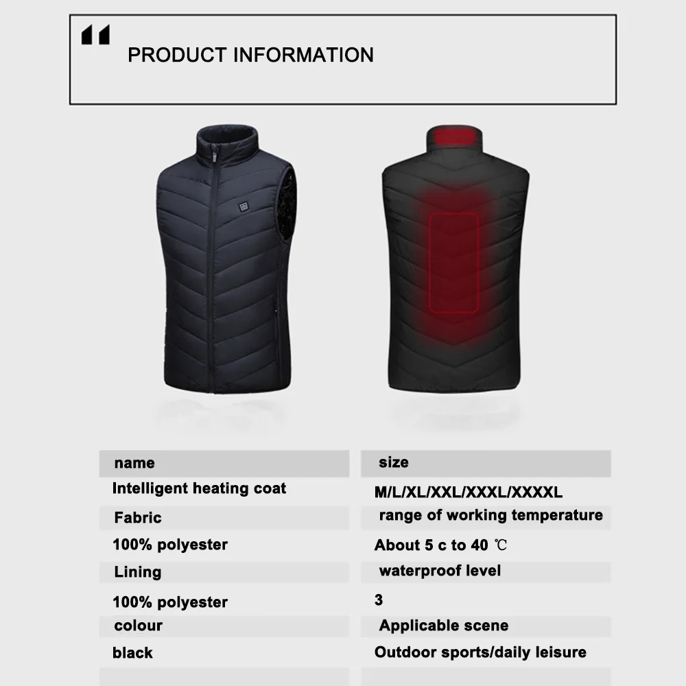 

Mens warm clothing down electric heating vest ski heating vest heating vest camping warm winter fast heating ladies jacket