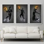 Плакат игрока и принт баскетбольной обуви, неоновые огни, холст, абстрактная Настенная картина для гостиной, домашний декор, без рамки