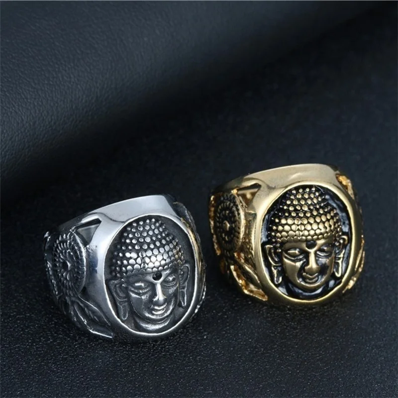 

Fashion Hip-Hop Gold-Plated Color Ring Shakyamuni Buddha Ring Men's Ring Classic Casual Everyday Amulet Ring Jewelry