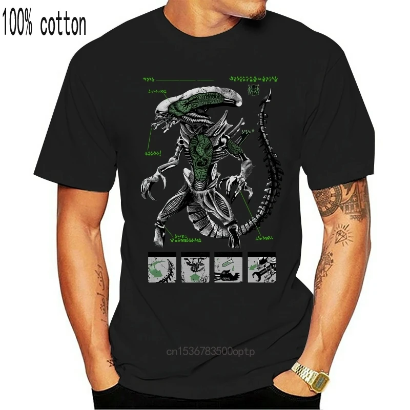 

New Xenomorph Alien T-Shirt Ripley Vs Film Schwarz Action Fiction Weltraum Predator 2021 Fashion Men Fashion Design Summer Shirt