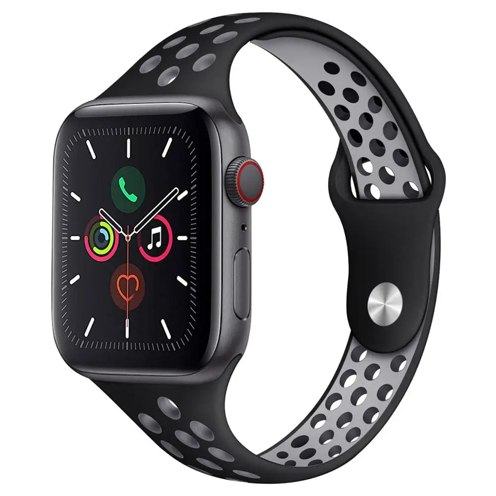 Силиконовый ремешок для Apple watch band 44 мм/40 мм iWatch 42 мм/38 дышащий спортивный браслет
