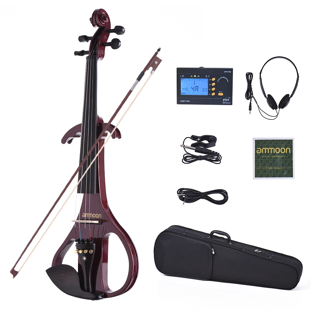 Полноразмерная 4/4 дюймовая Бесшумная электрическая скрипка ammoon кленовый корпус