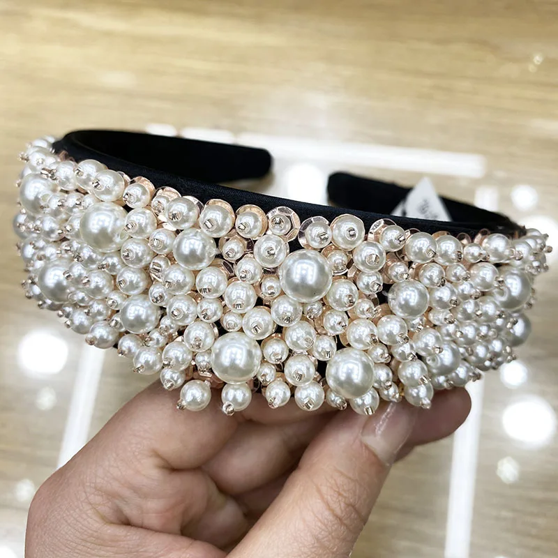 

Beaded headband Pearl Headband Velvet Headband Girl Retro Headband Headdress and Crown Crystal Headband Women