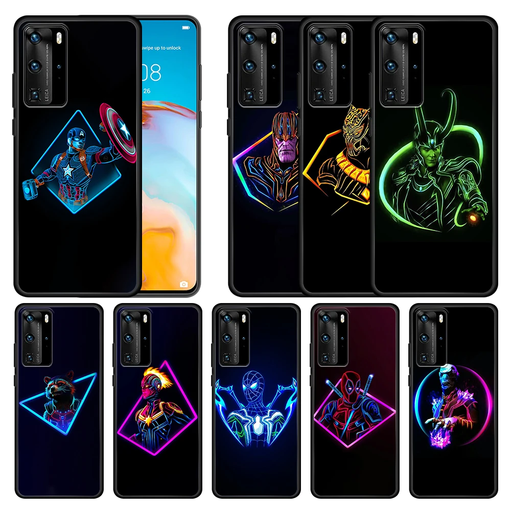 

Marvel Avengers hero color for Huawei P Smart Z S Plus 2020 2019 P40 P30 P20 Pro Lite E Plus 5G Lite Black Phone Case