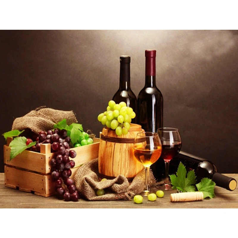 

Diamond Painting Grape Wine Cross Stitch Mosaic Diamond Embroidery Full Square Rhinestone Pictures Home Decor Gift