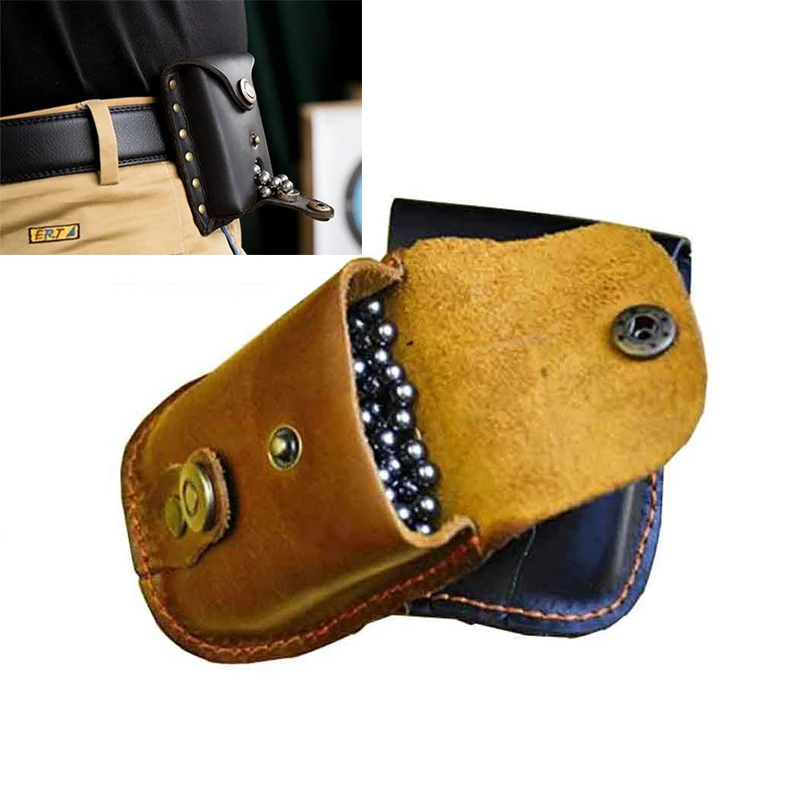 Кожаная сумка для рогатки 2 шт. чехол катапульты стальные боеприпасы мячи поясная