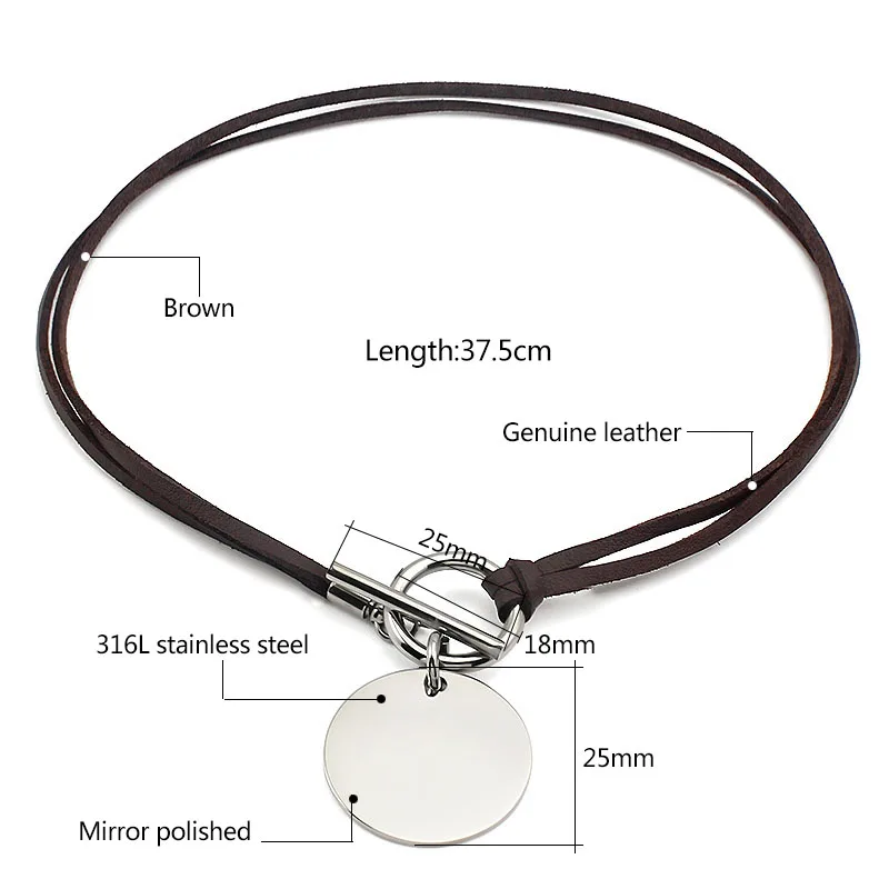 Fashion Collar Punk Round Choker Brown/Black Braided Leather Neck Buckle Necklaces With Charm Jewelry For Couple | Украшения и