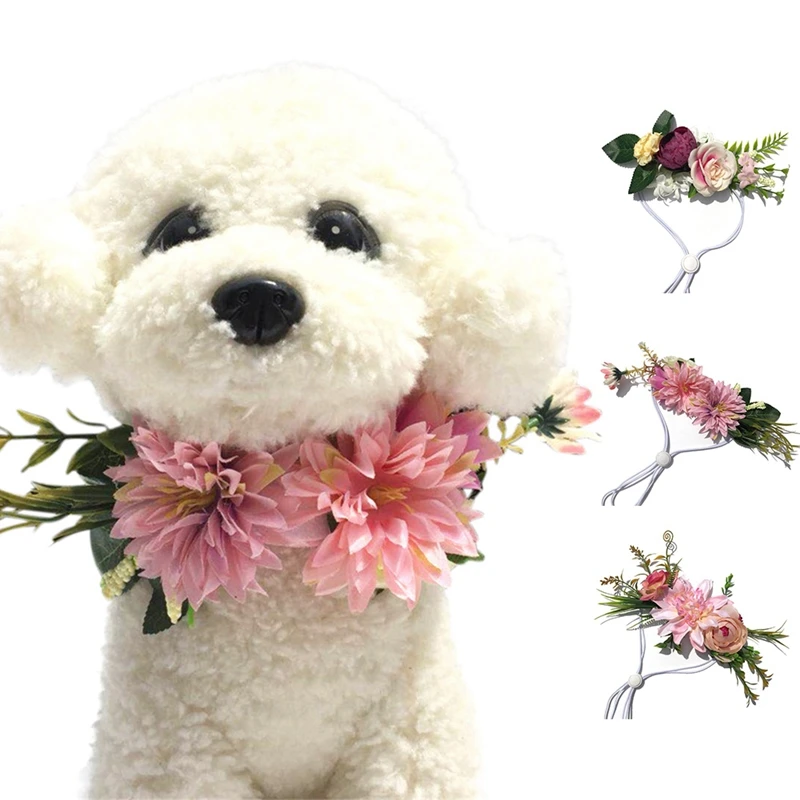 Головная повязка с цветком для домашних животных свадебные воротники ошейники