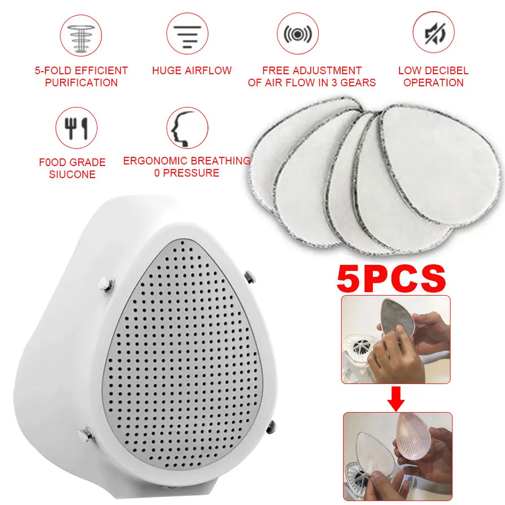 Электрическая дышащая фильтрующая маска PM2.5 с клапаном и USB зарядкой|Маска для