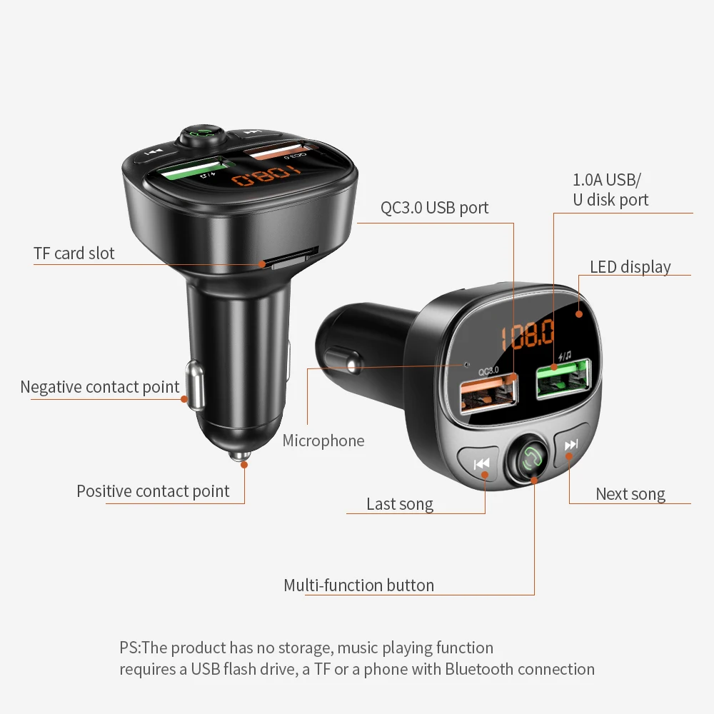 Автомобильное зарядное устройство Essager с функцией быстрой зарядки USB 3 0