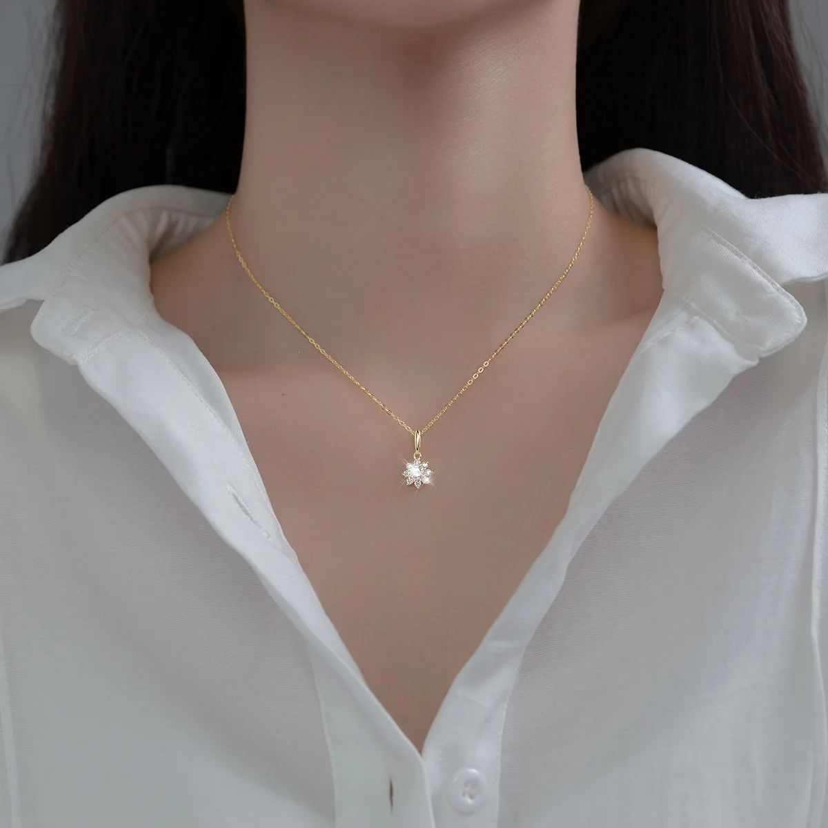 Dreamhonor 100% 925 Стерлинговое Серебро искусственный Цирконий цветок ожерелья с